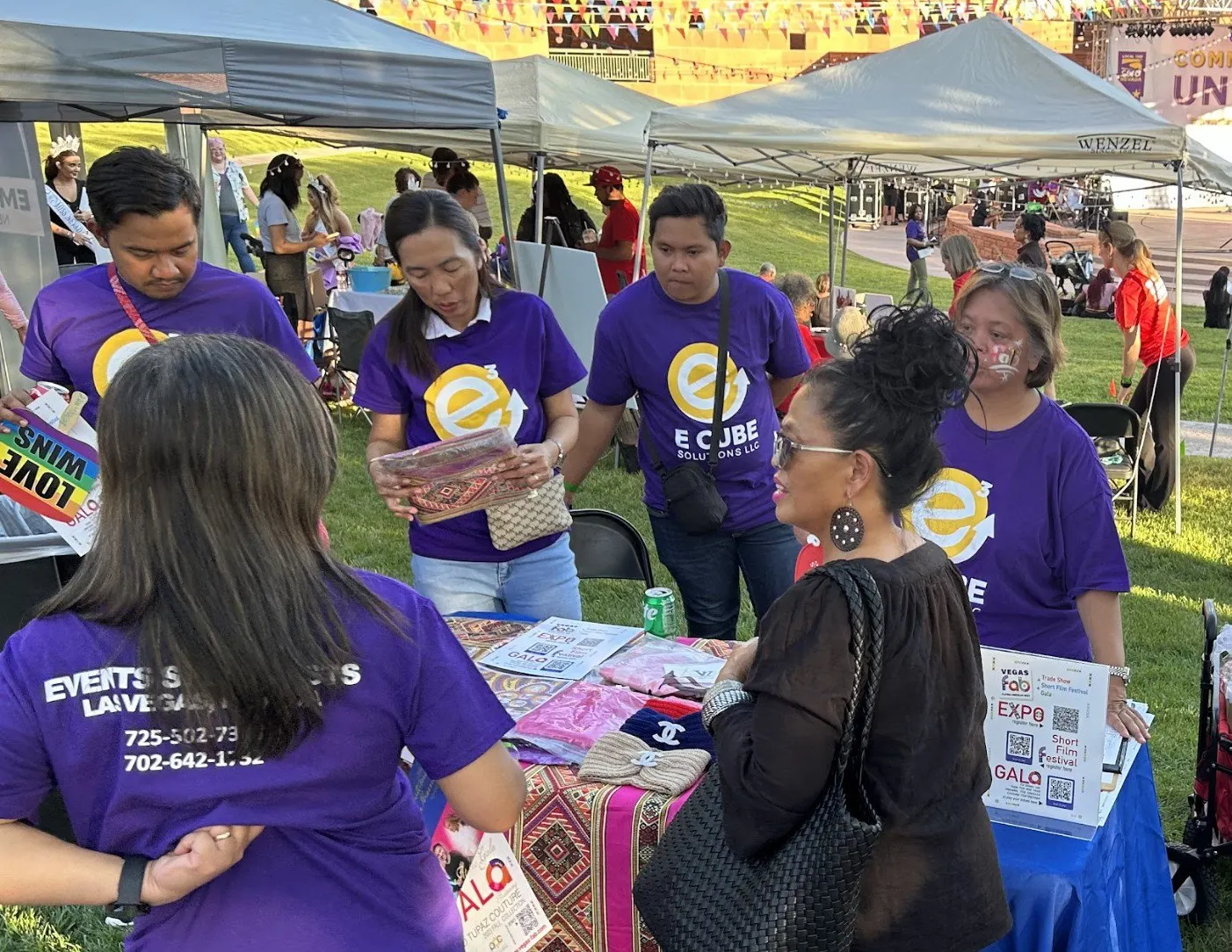 Voter outreach booths at an outdoor event