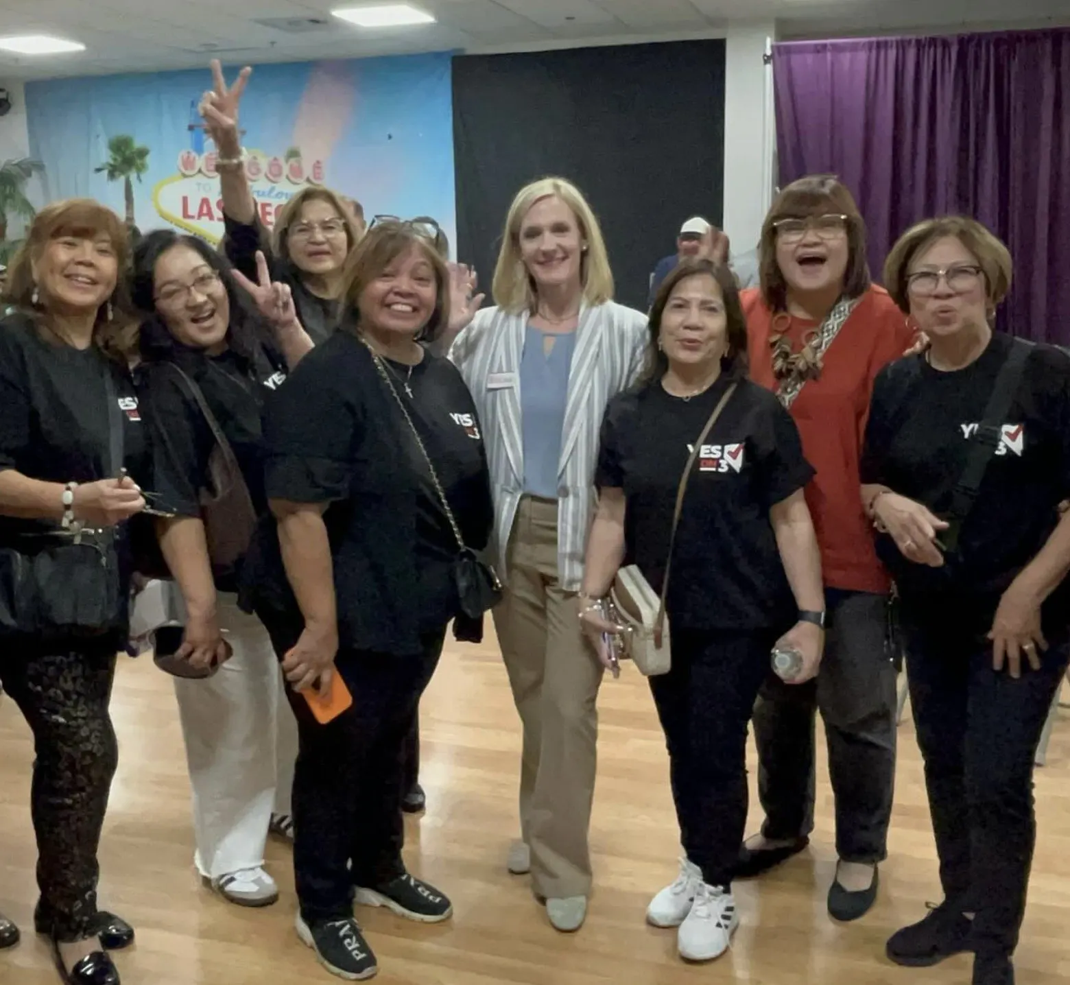 A cheering group at a showcase night