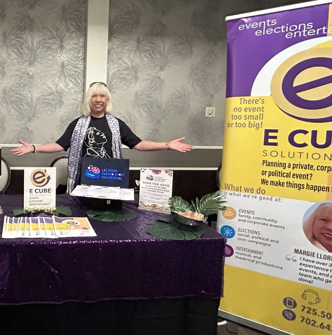 Margie at the E Cube booth