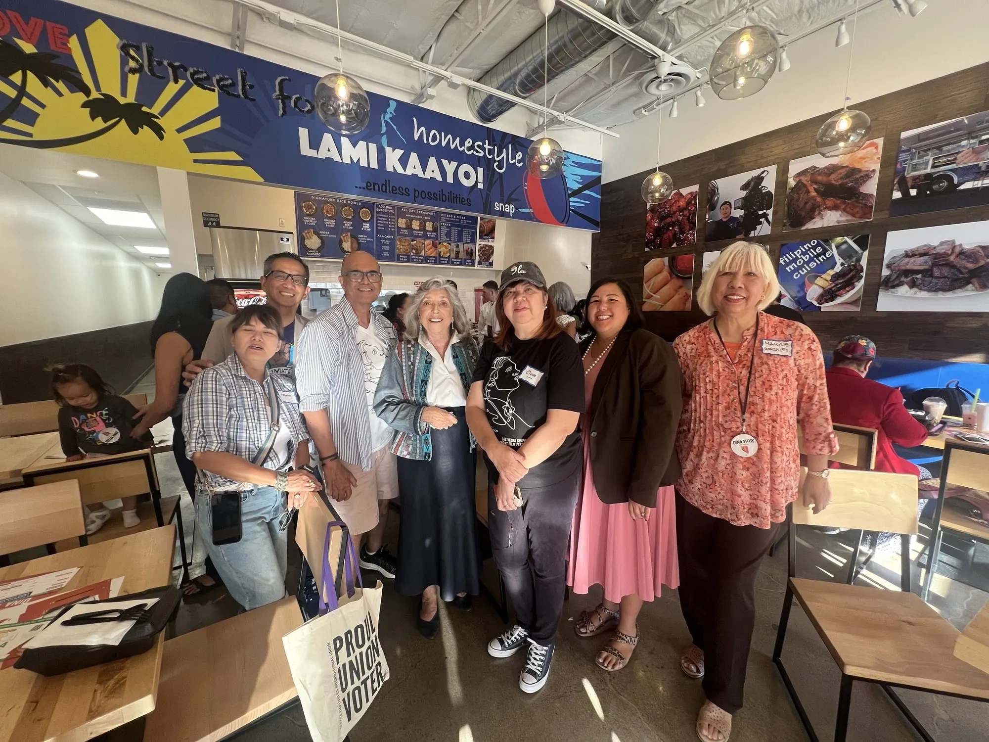 A group gathered at a Filipino food event