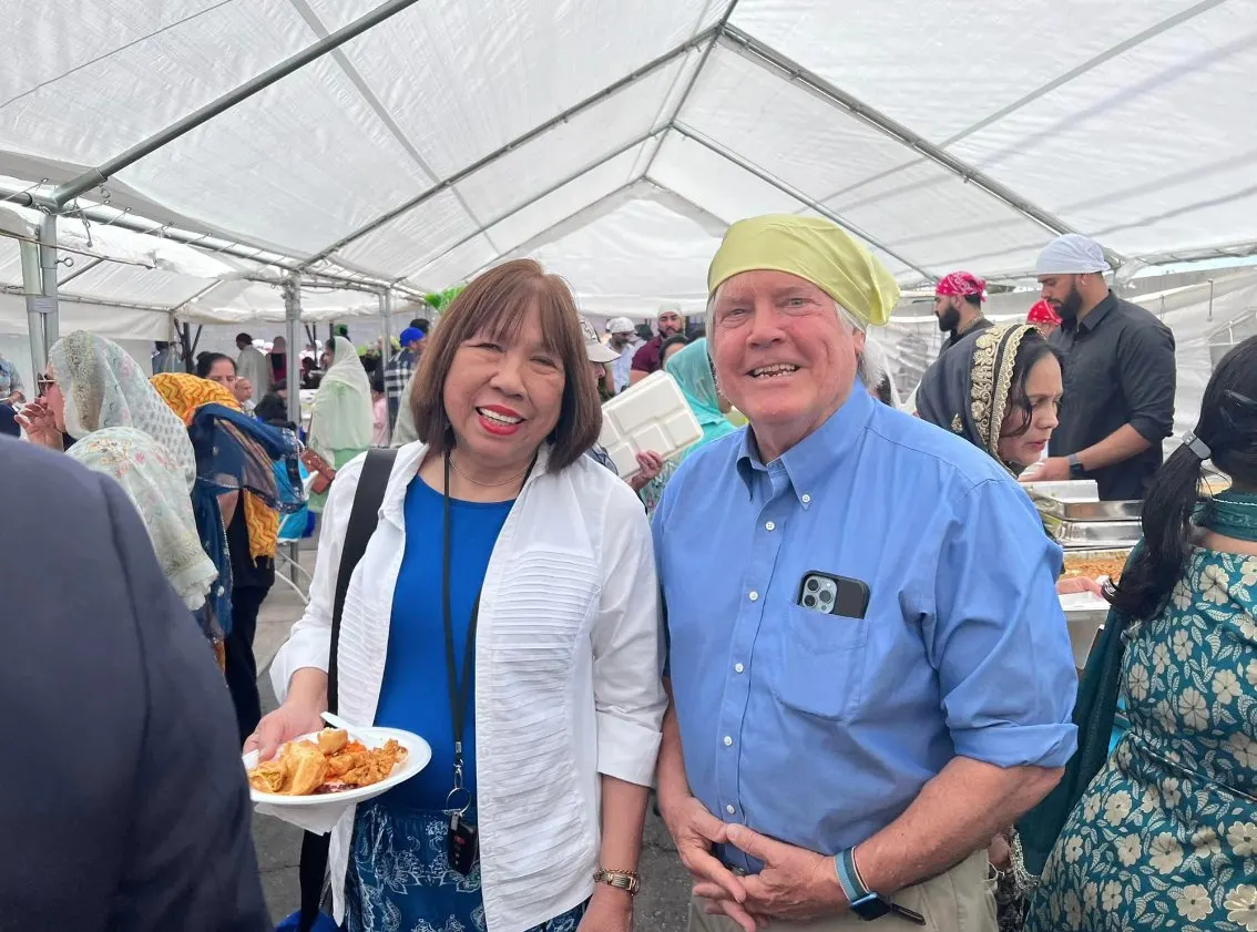 Lunch under the tent at an outdoor festival