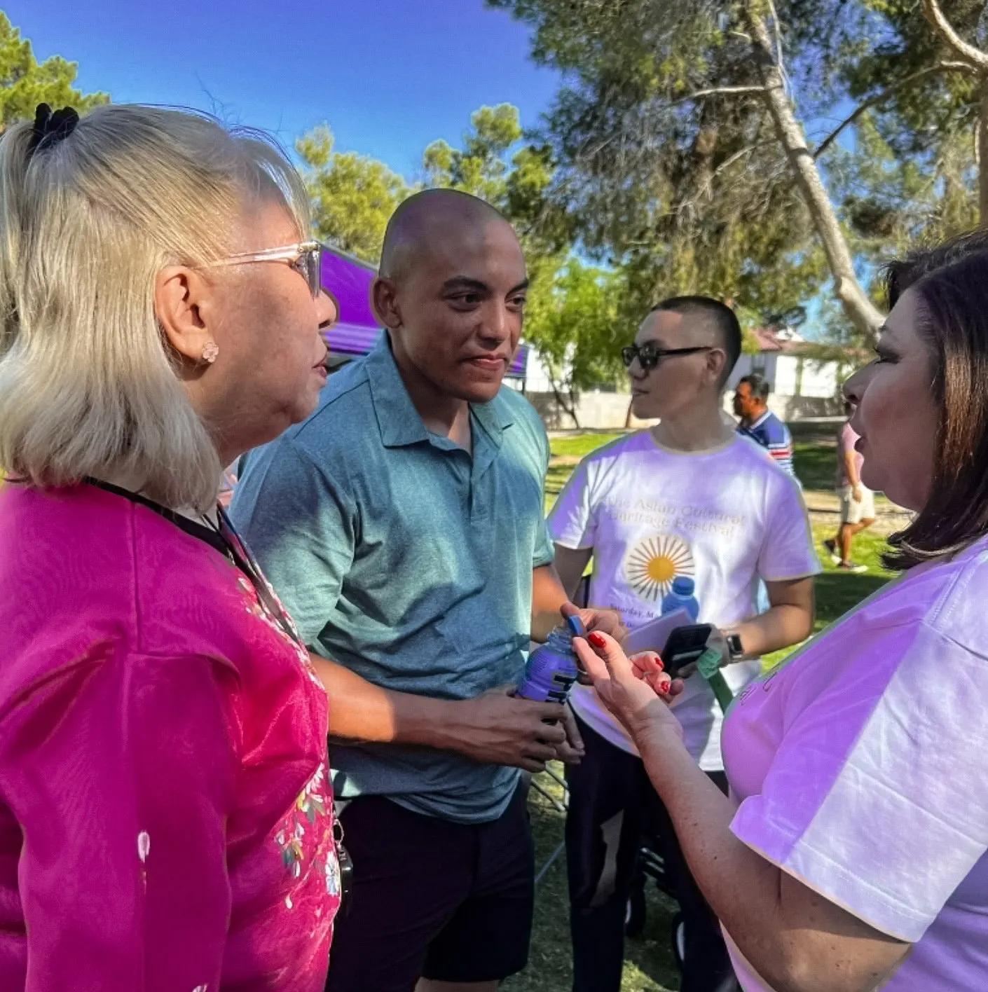 Talking with voters outdoors